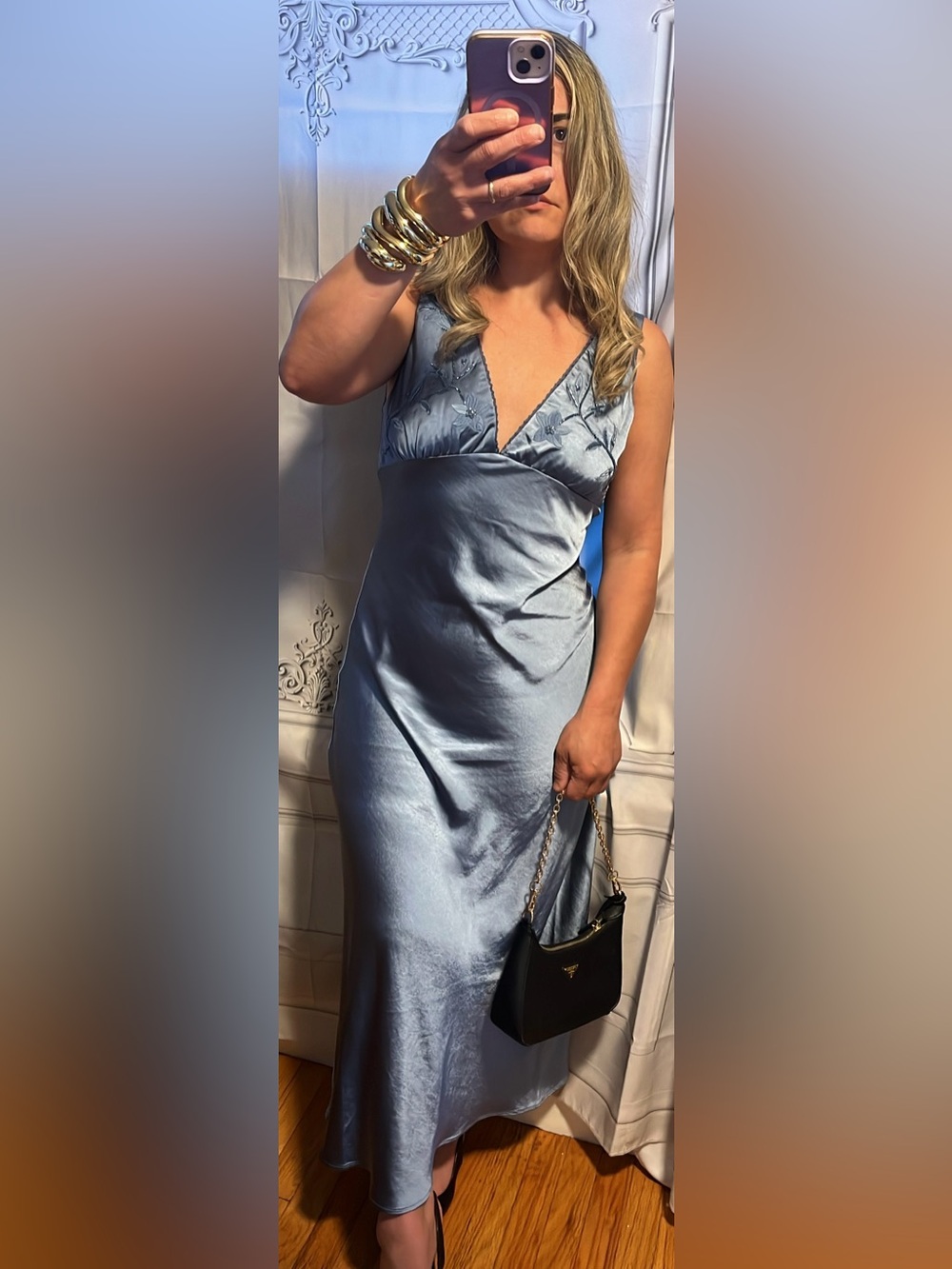 TREND NEW HOUSE OF HARLOW EMBROIDERED SATIN DRESS SIZE S and M 
🚨FIRM PRICE - Picture 8 of 14